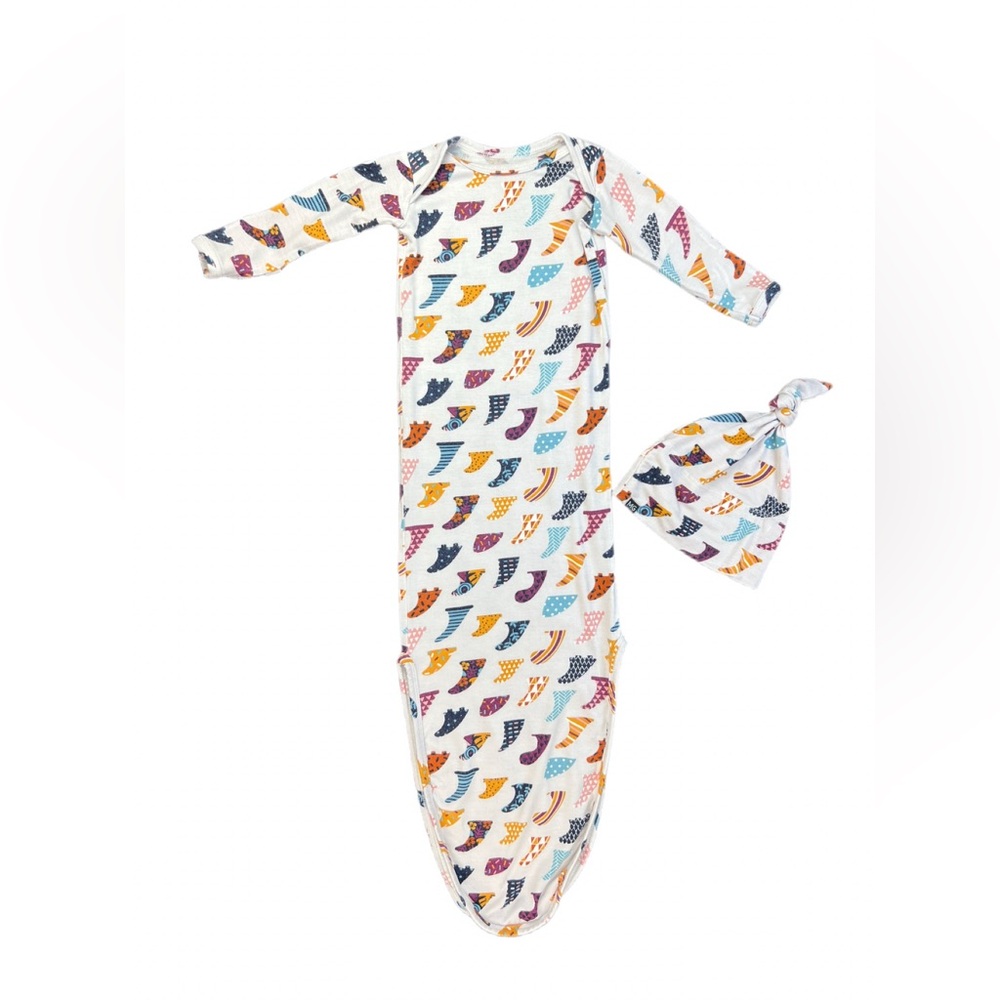 MILKMAID GOODS Bamboo Knot Gown + Hat - 0-3M